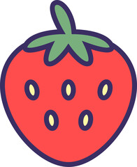 Obraz premium Rendering flat-design strawberry with heart-shaped body, leaves, transparent background, copy space