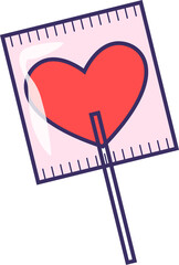 Flat vector is showing pink sign with red heart, ruler marks on white pole, transparent background