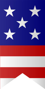 Naklejki Flat banner is showing blue panel, white stars, red stripes, chevron cutout, transparent background