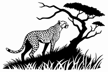 cheetah sihouette black vector