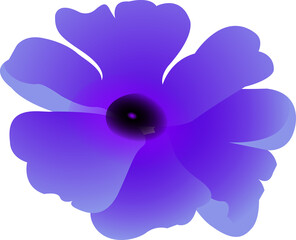 Displaying flower in flat design with violet gradient petals around core on transparent background