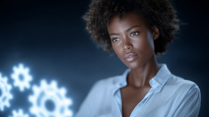 African Woman Engineer Innovating with 3D Machine Designs