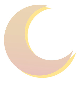 Naklejki Stylized crescent moon flat design graphic is floating on transparent backdrop with pastel layers