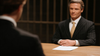 Lawyer Consults Convicted Client in Prison Meeting Room