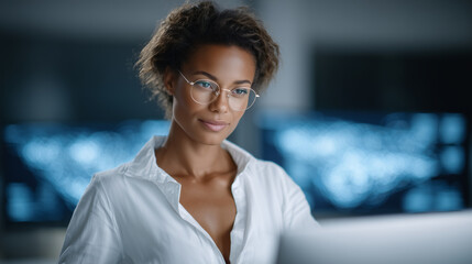 Female Engineer Creating Innovative Aircraft Designs on Computer