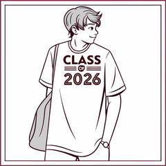   class of 2026 typography t shirt design white background