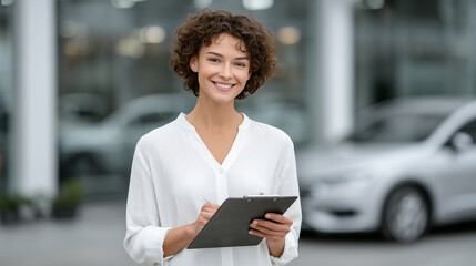 Black Woman Assessing Car Damage for Insurance Claim