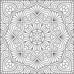 Easy Mandala Coloring Page | Bold Line Mandala Coloring Page