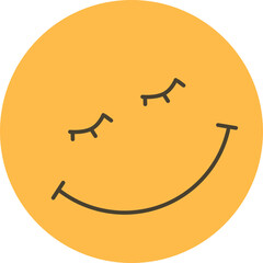 Smiling face is appearing in flat design, featuring minimal gray strokes and transparent background
