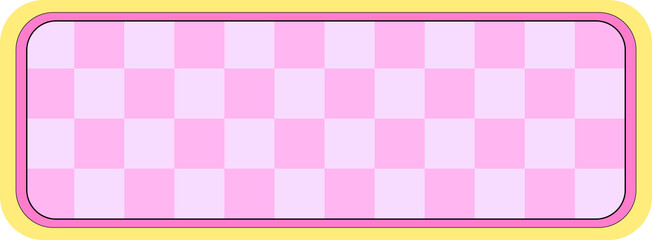 Flat rounded banner is showing pastel pink checkerboard, yellow border, transparent background