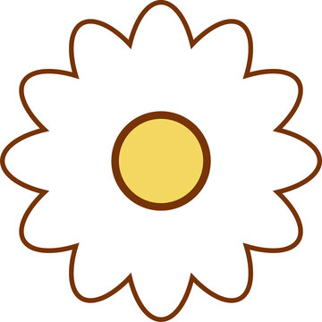 Fototapeta Flat design daisy is showing on transparent background with white petals, yellow center, copy space