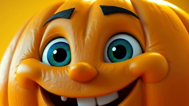 Animated pumpkin character with a bright smile and engaging expression video