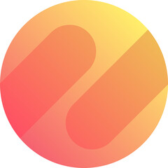 Flat design abstract gradient circle is showing two diagonal pill shapes on transparent background