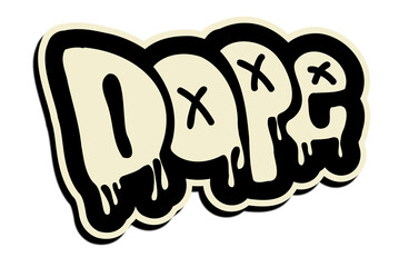 Graffiti-style bubble lettering is floating on transparent background, adding dripping paint effect