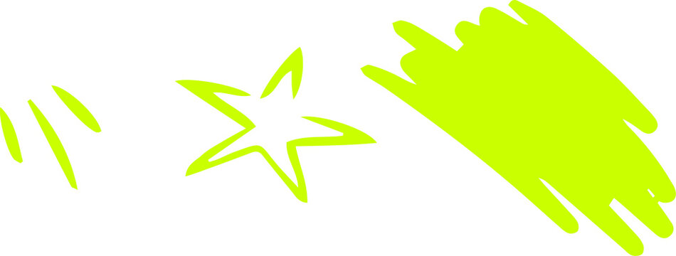 Lime-green doodles are floating on transparent background showing parallel lines, star and scribble