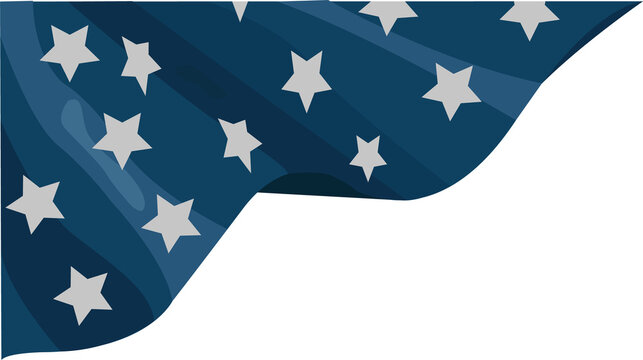 Naklejki Flat design artwork is presenting waving blue banner with white stars, transparent background