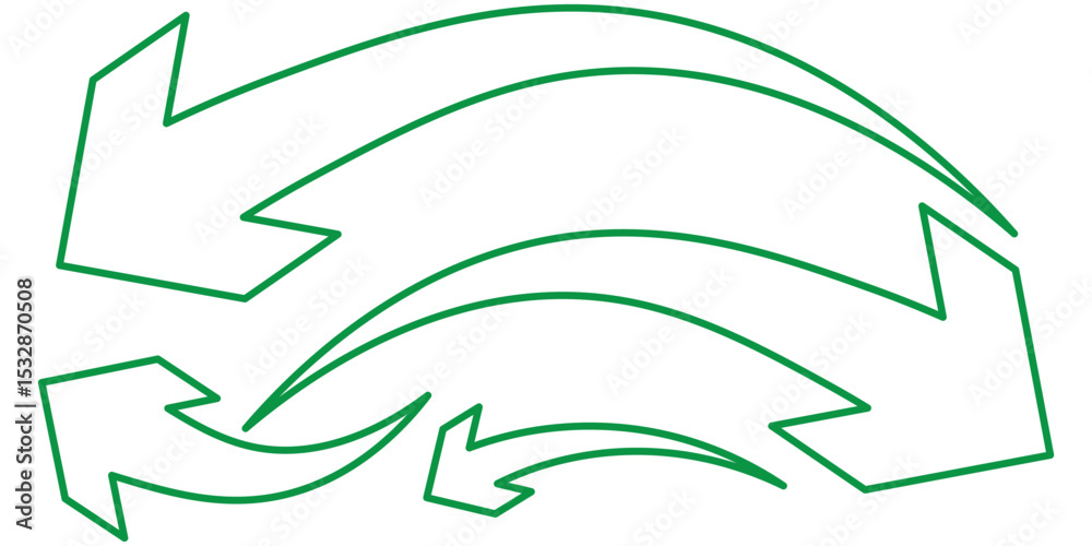Poster curved arrows set. line style curve arrow symbol. arrow pointer icon sign symbol vector.