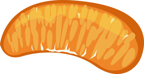 Displaying flat vector citrus segment glowing in vibrant orange hues on transparent background