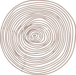 Abstract concentric circles are forming swirling rings on transparent background in flat design