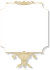 Ornate frame is featuring scrollwork and grape cluster in 3D render on transparent background