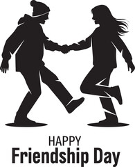 Friendship day concepts vector silhouette illustration with two happy friends 