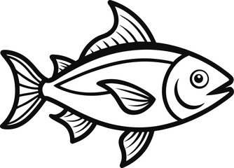 Tona fish outline icon on transparent background