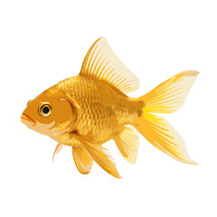 Goldfish swimming happily in a clear background with no background