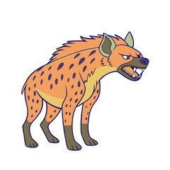 Cartoon hyena standing fiercely with no background