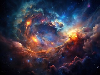 Obraz premium Cosmic Nebula: Vibrant Starry Deep Space Aerial Photography