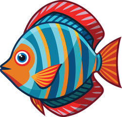 Discus fish colorful icon on transparent background