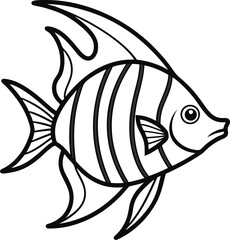 Queen angle fish outline icon on transparent background 
