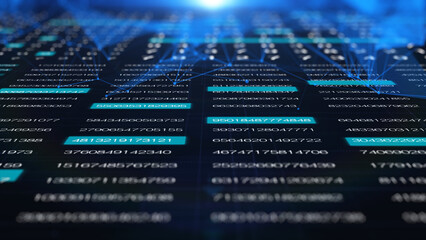 HUD Technology Futuristic Digital Decimal Encoder Data Sampling Simulation Smart Concept Areal View.UI Statistic With Low Poly Connection Stream Line Moving Illustration Background.
