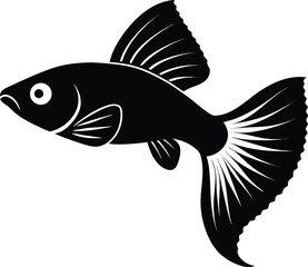 Guppy fish silhouette icon on transparent background