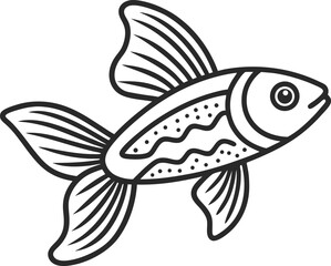 Guppy fish outline icon on transparent background 