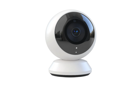 Smart security camera with 360 degree rotation for complete home surveillance coverage isolated on transparent background PNG - Powered by Adobe