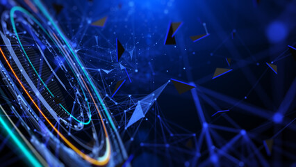 Technology HUD UI holographic advance futuristic circle spinning data interface transferring illustration background