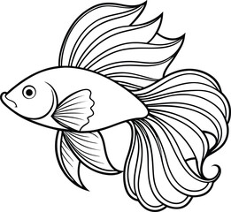 betta fish outline icon on transparent background