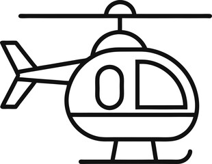 Helicopter outline icon on transparent background