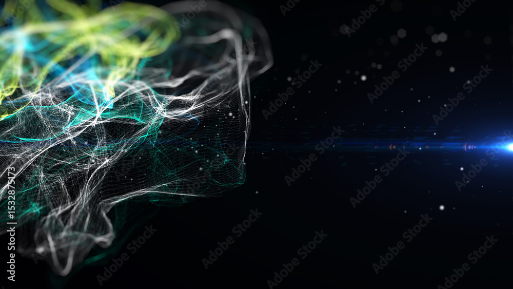 Poster technology organics glowing wave creating a mesmerizing futuristic scene illustration