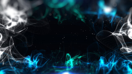 Technology glow luminous wave flowing in cyber space illustration background