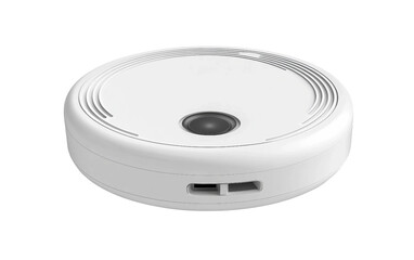 Intelligent smoke alarm featuring modern design and real time alert capabilities isolated on transparent background PNG
