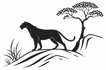 leopard sihouette black vector