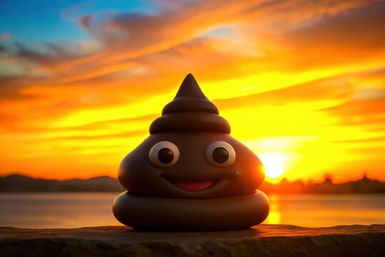 Cute Poop Emoji Silhouette, Adorable Poop Character Silhouette Photography, Funny Silhouette, Baby Poop Silhouette