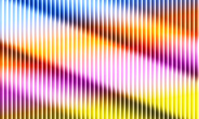 Fractal energy bursts through rippled stripes fluted glass inspired illusion of colorful motion and refractive layered rhythm