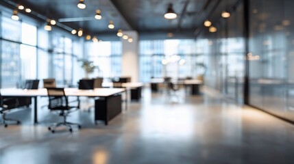 Blurred Background of Modern Office Interior with Contemporary Design