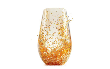 Sparkling champagne glass with golden bubbles for luxury celebration settings isolated on transparent background PNG