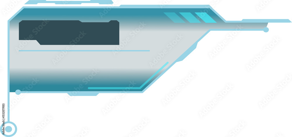 Poster floating scifi panel is showing teal gradient, cyan bars and circuit node on transparent background