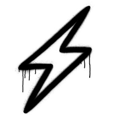 Graffiti-style lightning bolt icon is floating on transparent background, showing spray paint drips