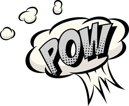 Fototapeta Comic-style explosion bubble is popping on transparent backdrop, with halftone POW and smoke puffs