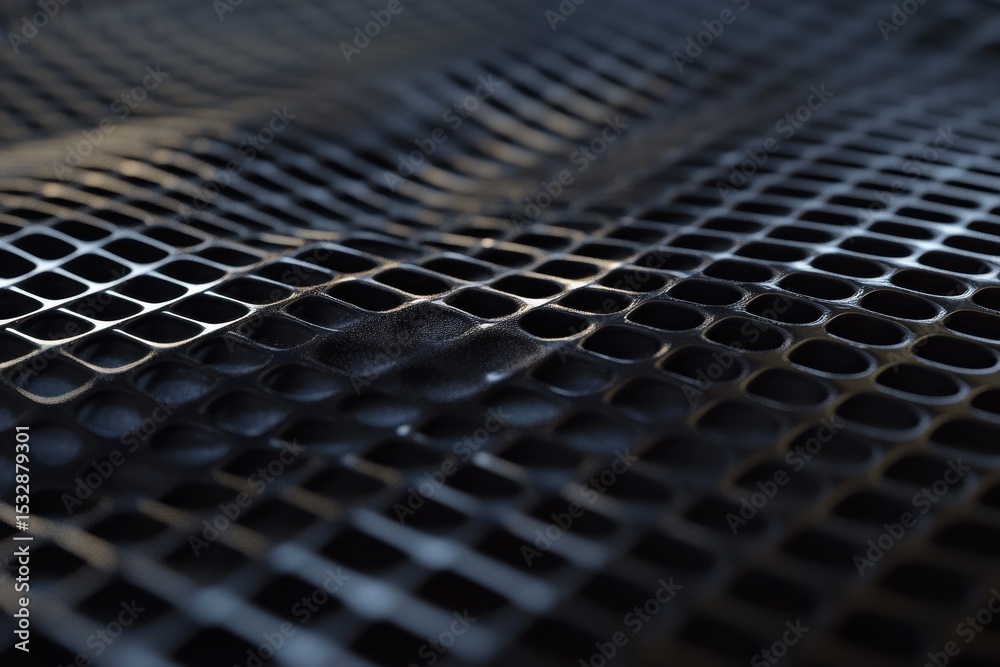Poster detailed waveform pattern on a grid surface showcasing elegant curves and lines in black and gray to